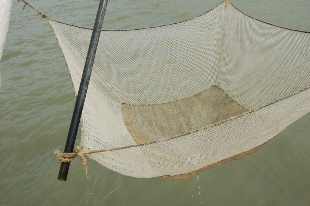 pêcher sans matériel avec un filet improvisé