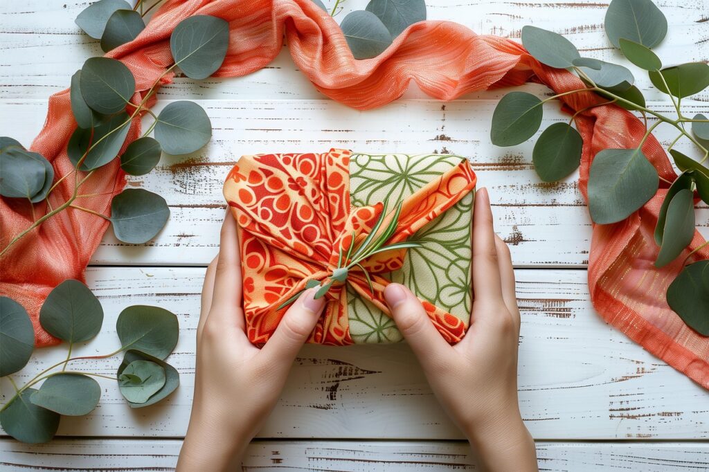 cadeau pour ecolo emballage cadeau en tissus réutilisable pour le respect de l'environnement