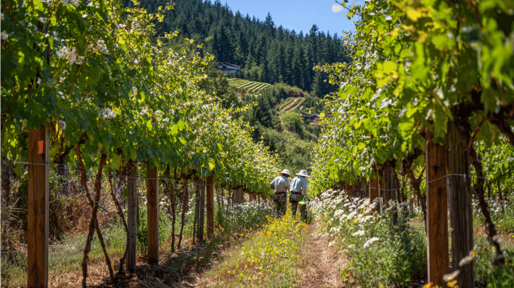 vignes écologiques hautes pour faciliter la récolte