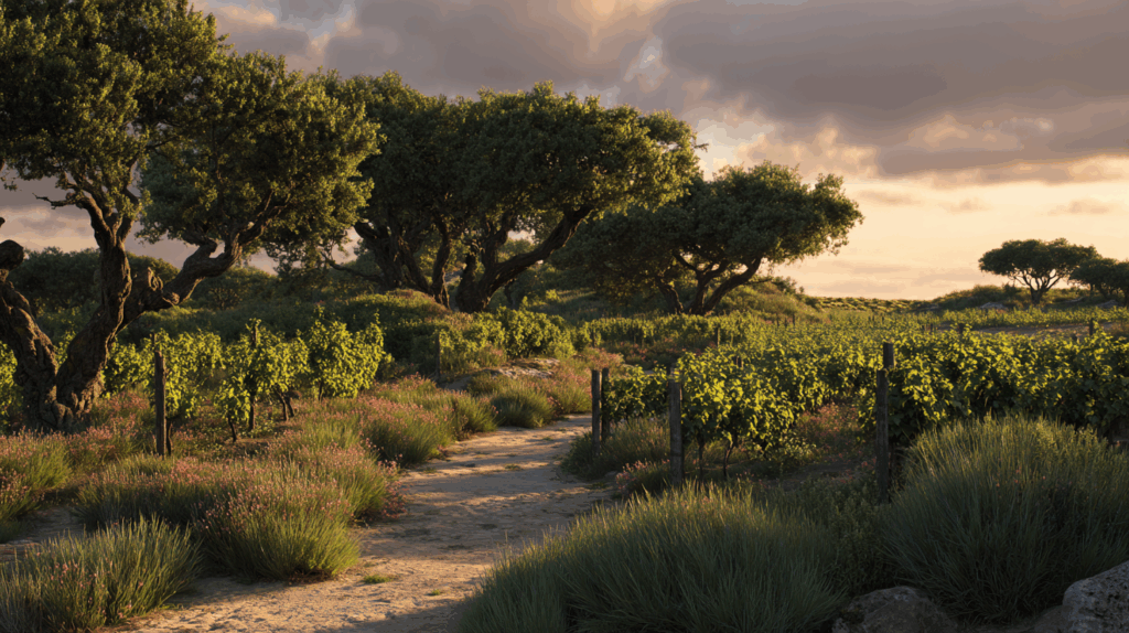 vignes au milieu des arbres, pour apporter de l'ombre